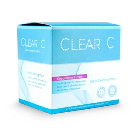 Clear C Eye Lids Pre Moistened Cleaning Wipes for Dry Eyes, Red Eye Irritation - Rinse Free Eye Cleansing Wipes - 30 Count, Pack of 1 Individually Wrapped Travel Wipes