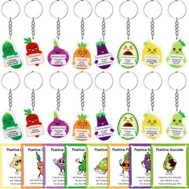 Sureio 64 Sets Emotional Pickle Employee Appreciation Keychain Inspirational Support Positive New Job Going Away Farewell Gift for Coworker Student Teacher School Supplies (Vegetable)