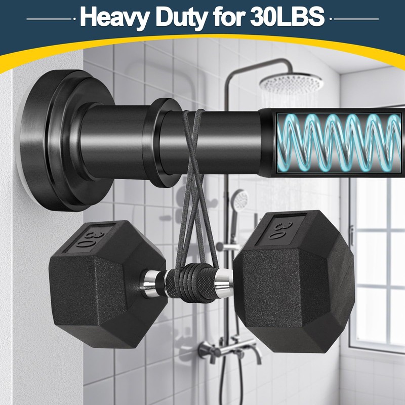 Black Shower Curtain Rod 36-84 Inch(3-7ft) Never Rust No Drilling
