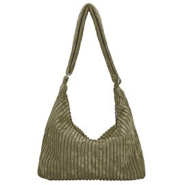 Ulisty Women Corduroy Hobo Bag Adjustable Strap Shoulder Bag Crossbody Bag Casual Purse Tote Bag Handbag, Green