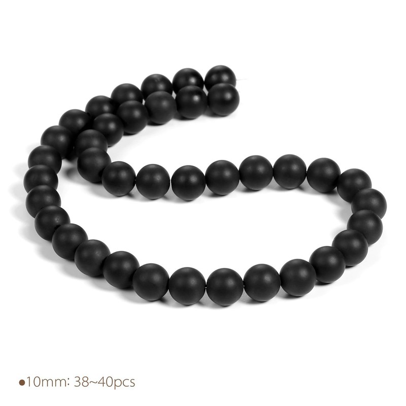 Asingeloo Gorgeous 6mm Matte Onyx Black Agate Natural Gemstone for