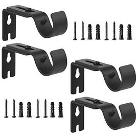 Anndason Heavy Duty Adjustable Curtain Rod Brackets Rod Holders Curtain Rod Holders for 1 1/8 Inch and 1 1/4 Inch Rod, (4 PCS, Black)