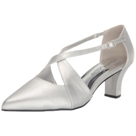 Easy Street Women's Elegance Pump, Silver Satin, 8.5