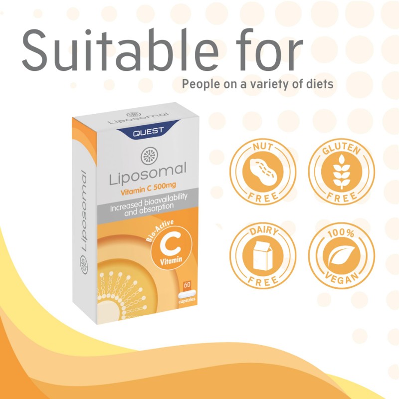 Quest - Liposomal Vitamin C 60x 500mg Vegan Capsules. High