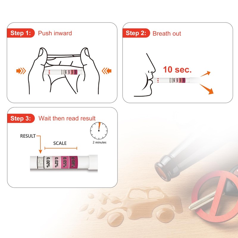 AssuTest Breathalyzers for Alcohol, Single-Use Disposable Breath Alcohol Analyzer 4-Level