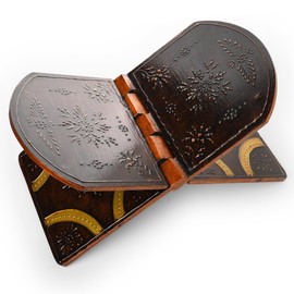 Handmade Wooden Holy Book Stand Brown Handcrafted Indian Traditional Book Rest for Religious Prayer Books and Gifting (Design-2)