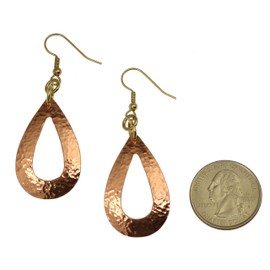 Hammered Copper Open Teardrop Earrings