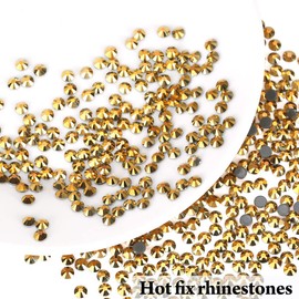 Novani Hotfix Rhinestones, Gold, Round, SS20/4.8MM, 1440pcs, Glass