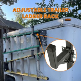 Kojem Adjustable Trailer Ladder Rack Universal Side Mount Trailer Ladder Rack Adjustable Compatible with Enclosed Trailer Exterior Side Wall (Carry 2 Ladders)