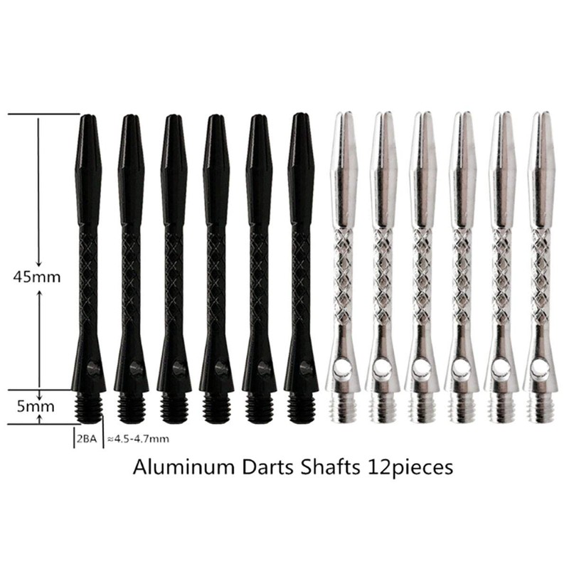 BIPY 12/Pack Dart Shafts in Black and Silver 2BA Metal