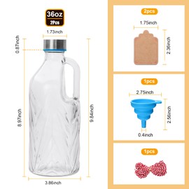 2 Pack 36oz Clear Glass Pitchers with Lids and Handles,Coffee Carafe Beverage Serveware,Water Jug for Making Tea and Juice