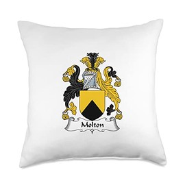 Family Crest and Coat of Arms clothes and gifts Molton Coat of Arms-Family Crest Throw Pillow, 18x18, Multicolor