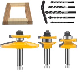 OLETBE 3 PCS Router Bit Set 1/2-Inch Shank Round Panel Cabinet Door Rail Stile Router Bits Sets, Woodworking Wood Cutter, Carbide Groove Tongue Milling Tool(Silver)