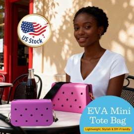 I Need an EVA Mini Tote Bag Supplier Offers Charm Ready Hole Designs and Supports Customized Packaging for Large Volume Orderssize: S, color: HYB-K04+Gift Box