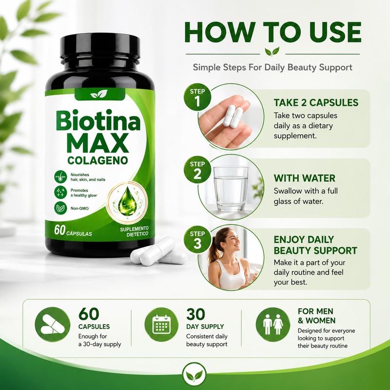 QOCORE Biotina Max Colageno, Hair, Skin & Nails Support with