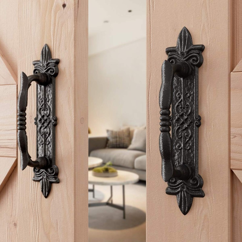 SMARTSTANDARD Heavy Duty 9" Antique Barn Door Handle Set of
