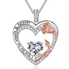 Iefil Birthday Gifts for Women, Sterling Silver Birthstone Necklace Birthday Jewelry for Women Anniversary Valentines Day Gifts for Her Mom Grandma April Birthstone White Topaz Jewelry