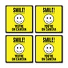 (4-Pack) Smile! You Are On Camera Sign, 5.5 X 5.5