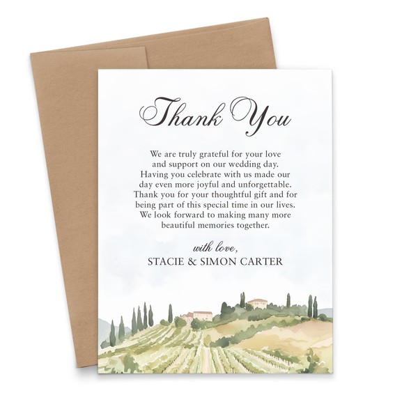 Customized Wedding Thank You Notes With Message, FLAT Destination Wedding