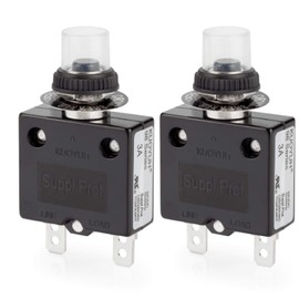 DIYhz Thermal Circuit Breaker,98 Series 3A 125/250VAC Circuit Breaker Push-Button Reset with Quick Connect Terminals and Waterproof Button Cover 32VDC Thermal Overload Circuit Breaker - 3 Amp, 2 Pcs