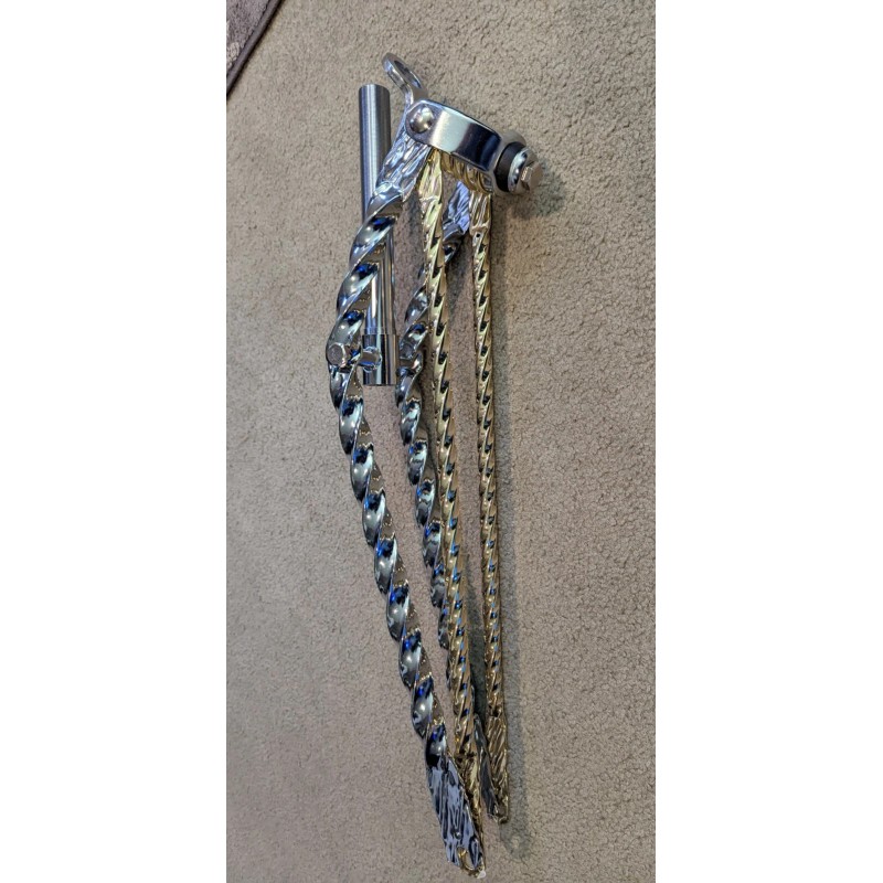 Unbranded CHROME TWISTED SPRINGER FORK, GOLD TWISTED BARS &SPRG,26" BEACH