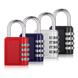 JIANTA 4 Pack Combination Lock, 4 Digit Combination Padlock, Outdoor Waterproof Padlock for School Gym Locker, Padlocks with Code, Luggage Locks (Black Red Silver Blue)
