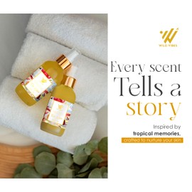 Wild Vibes Ylang Rose Water + Oud Luxury Body Oil – Organic with Tropical Oils for Hydrated, Youthful Skin – Anti-Aging, Collagen-Boosting After Shower for Women – 4 oz