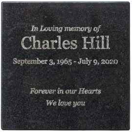 Customized In Loving Memory Black Granite Memorial or Sympathy Gift. Offered in a Variety of Sizes to Meet your Needs and Budget (6 x 6 x .4")