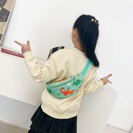 Dinosaur Fanny Pack,Kids Bum Bag Bumbag Cartoon Hipsack Belt Bag Waist Bag Fanny Pack Fabric Nylon Money Belt Crossbody Chest Bag for Children Grils Boys Running Hiking Travel Sports