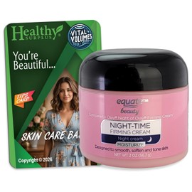 Equal Beauty Night Time Firm Cream Moisturizing - Net Weight 2 oz (56.7 g) and Vital Volume Skin Care Basic Tips Card / 이퀄트 뷰티 나이트 타임 펌 크림 보습 - 순 중량 2온스(56.7g) 및 바이탈 볼륨 스킨 케어 기본 팁 카드