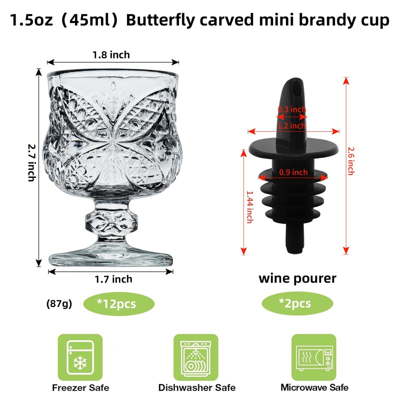 12PCS Cordial Glasses,1.7oz/50ml,Shot Glasses,shot glasses with stem/tequila shot glasses Sherry