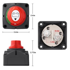 Norkmdi 90015A Battery Switch, 12-48V Heavy Duty Battery Cut Master Switch Disconnector with 4 Mounting Bolts, Waterproof Circuit Power Shut Off Isolator, Universal for RV Truck Sedan