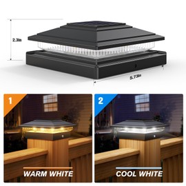 VOLISUN Solar Fence - Post Lights, Solar Post Cap Light Outdoor Waterproof 12pack, Black Deck Cap Light Solar Powered, for 4x4 5x5 6x6 Wooden/Vinyl Post