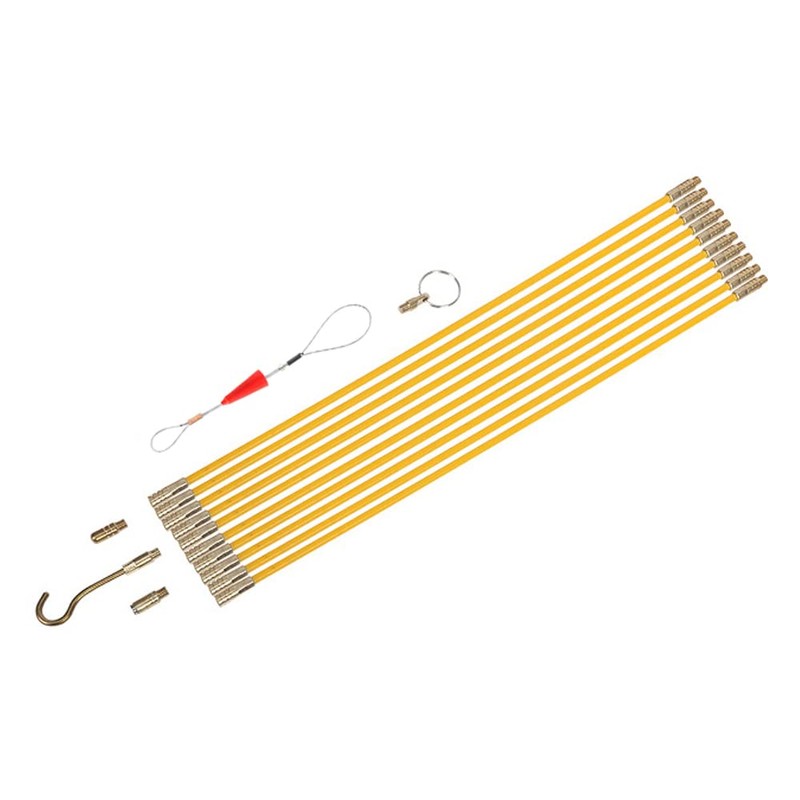 Cabling Rods, Fiberglass Electrical Connectable Fish Tape Pull Kit, 10Rods