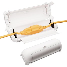 2 Pack of RESTMO Compact Outdoor Extension Cord Cover, IP44 Waterproof Box and Safety Housing Case, Ideal to Protect Outdoor Plugs, Electrical Connections, Holiday Decoration Lights, Size Small, White