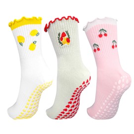 Kaempe 3 Pairs of Pilates Socks, Stopper Socks for Women, Yoga Non-Slip Socks with Nubs, Yoga Socks, Grip Socks, Non-Slip Socks for Reformer Pilates Fitness Ballet