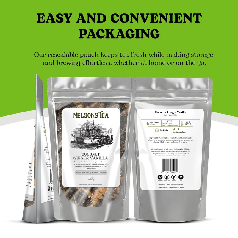 Nelson's Tea - Coconut Ginger Vanilla - Oolong tea, pu'erh
