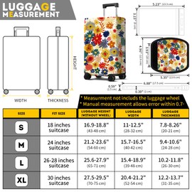 Aatacas Unique Printed Pattern Travel Luggage Cover, Luggage Tag and Luggage Handle Cover, Elastic Washable Anti-scratch Suitcase Cover Protector (M: 24 Inch Luggage)