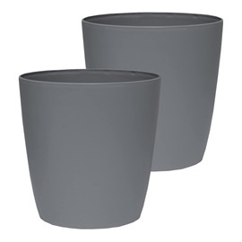 The HC Companies Aria Round Self-Watering Pot - Lightweight Plastic Planter for Herbs & More - Durable Plant Pots for Indoor Plants & Outdoor Plants (10" Warm Gray, Pack of 2)