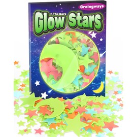 Greingways 201 Pcs Glow in The Dark Stars Stickers for Ceiling Bedroom, Stocking Stuffers for Kids, Kids Wall Room Decor Toddler Stocking Stuffers for Boys Girls-Multi