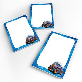 JuNa-Experten 8 Mini Notepads Monster Truck Blue Party Bag Guest Gift for Birthday Children's Birthday Wedding Christening Boys Boys Car (8 Notepads)