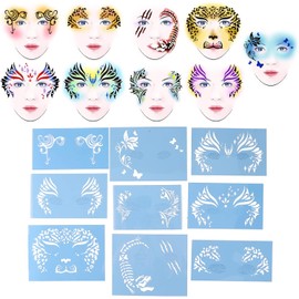 Plantilla de Pintura Facial, 9 Piezas Kit de Plantillas de Pintura Facial Plantillas para Maquillaje Facial Lavable Plantilla de Plantillas Reutilizables Pintura Corporal Herramientas