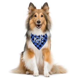 It's A Boy Dog Bandana, Dog Bandana, Buffalo Plaid Pet Scarf, Pet Dog Scarf Accessories, Pet Dog Triangle Scarf, Dog Bandana for Small Medium Large Dogs, Gift for Dog Lover (B42)