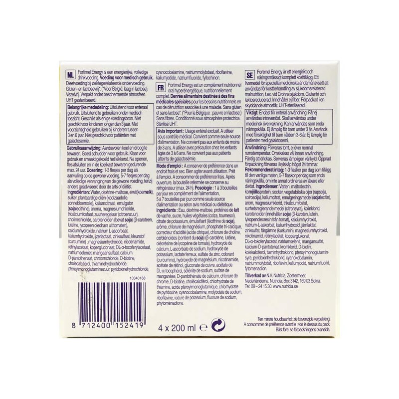 Fortimel Energy Vanilla Flavour, 4 x 200 ml