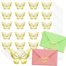 600Pcs Butterfly Stickers,Gold Foil Envelope Seals Stickers, Gold Butterflys Gold Stickers,Self-Adhesive Spring Butterfly Labels Stickers For Wedding Invitation Stickers, Wedding Envelope Stickers