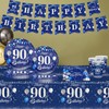 MORAINJAY 70P 90th Birthday Tableware Set - Navy Blue Cups,