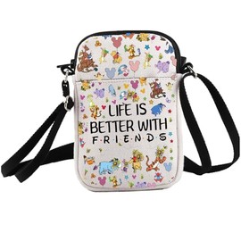 PXTIDY Cartoon Crossbody Bag Life Is Better With Friends Friendship Gift Pooh Bear Lovers Gifts Magic Kingdom Gift