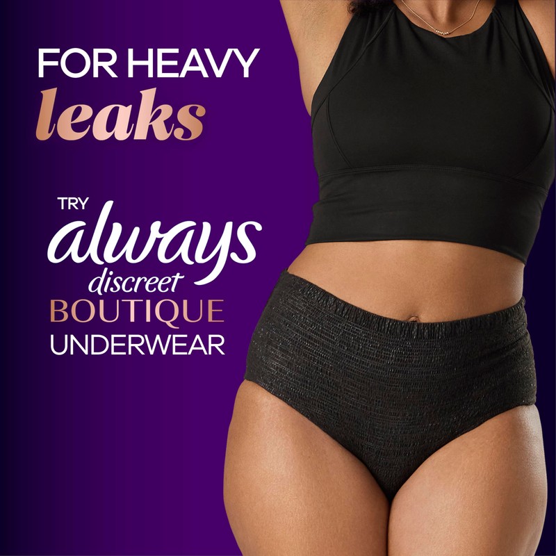 Always Discreet Boutique Incontinence Pads, for Bladder Leaks, Extra Heavy