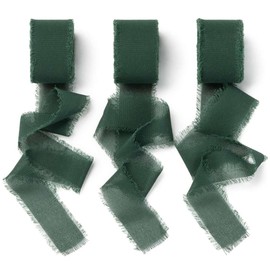 AOKSUNOVA Gift Ribbon Dark Green 18.9 m x 25 mm Wide Wedding Chiffon Ribbon Fabric Ribbon
