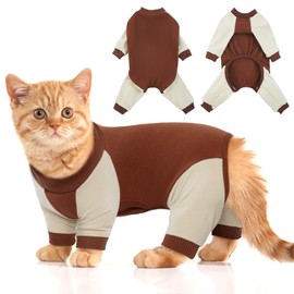 DENTRUN Cat Recovery Suit, Kitten Hair Sticky Onesie, Surgical Cone Alternative Shirts for Female Male Cat Recovery After Surgery, Cat Hair Spreading Prevent Clothes Pajama Apparel for Cats Only